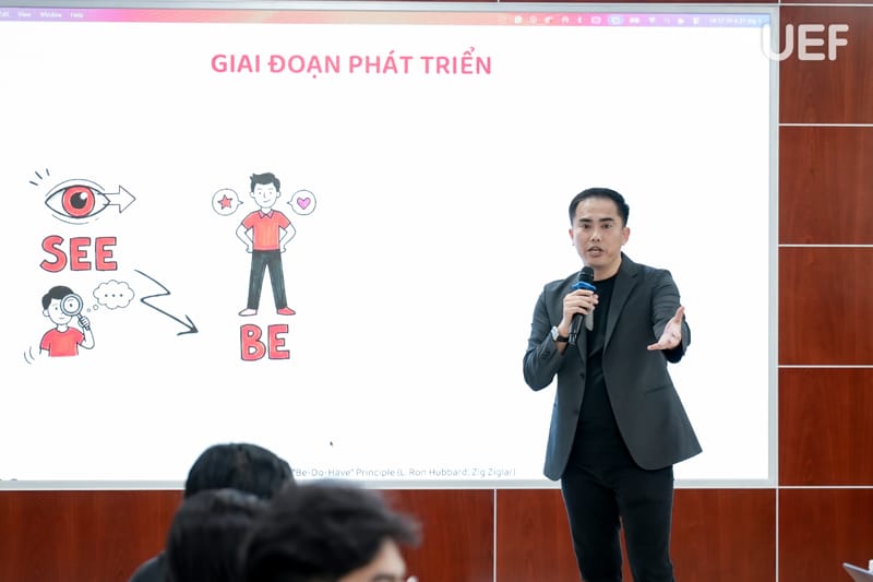 Diễn giả trình bày về mô hình 5Es trong thiết kế sự kiện